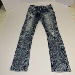 Evolution In Design Jeans Mens 30 Dark Blue Denim Acid Wash Men YTK 90’s
